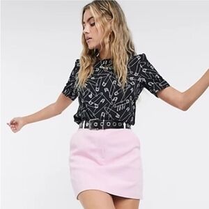 Love Moschino Lace Trimmed Safety Pin Top